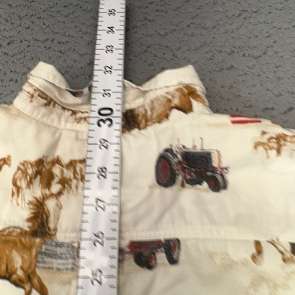 Bit & Bridle Button Up Shirt Mens Large Cream Horse Barn Tractor Street Retro - Picture 4 of 9